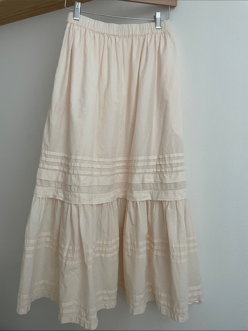 Christy Dawn Gabrielle Maxi Tiered Cotton Skirt Pearl XS